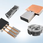 There are four ecotherm custom heat sinks in a light blue base drawing, a heat pipe module, a vc module, and two pure aluminum zippered fin