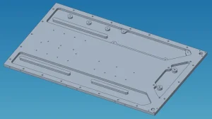 3D CAD model of aluminum friction stir welded liquid cold plate for electric vehicle charger