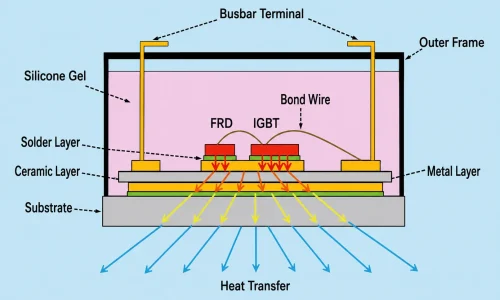 picture-1-Cross-section of IGBT module thermal path and internal layers-1